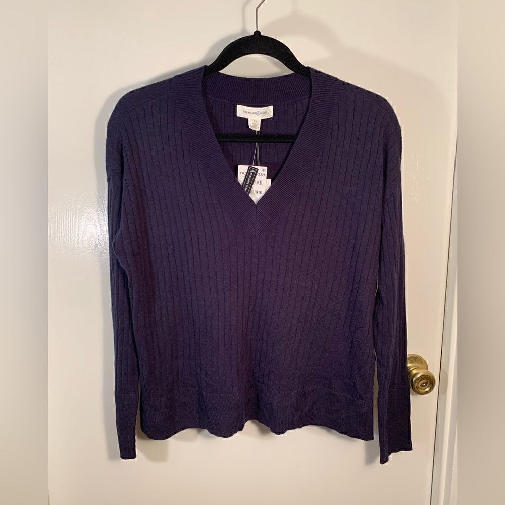 Treasure & Bond NWT navy blue cashmere blend lightweight sweater Size XS